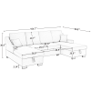 Upholstery Sleeper Sectional Sofa with Double Storage Spaces;  2 Tossing Cushions