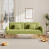 70.47" Green Fabric Double Sofa with Split Backrest and Two Throw Pillows,Suitable for living room, apartment, home office