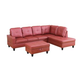 Red Faux Leather 3-Piece Couch Living Room Sofa Set