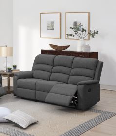 Modern Dark Gray Color Burlap Fabric Recliner Motion Sofa 1pc Plush Couch Manual Motion Sofa Living Room Furniture