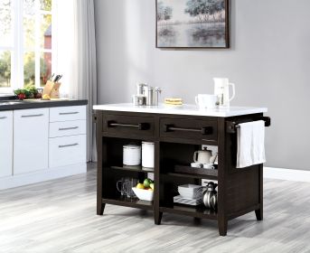 ACME Darwid Kitchen Island in Marble Top Top & Espresso Finish AC00306