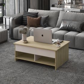 Lift Top Coffee Table w/Hidden Storage & 2 Open Shelves for Living Room Reception Room Office