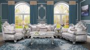 Melrose Traditional Style 5PC Living Room Set Made with Wood in Silver