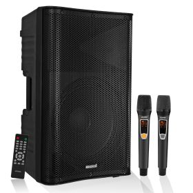 5 Core Karaoke Machine 200W Big Bluetooth PA System Powered DJ Singing Party Speaker w 2 Wireless Microphones Portable Large Professional Outdoor Soun