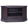 Corner TV Cabinet Light Black Coffee Solid Mahogany Wood