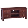 TV Cabinet Classical Brown 39.4"x11.8"x17.7" Solid Mahogany Wood