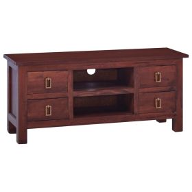 TV Cabinet Classical Brown 39.4"x11.8"x17.7" Solid Mahogany Wood