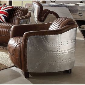 Brancaster Chair in Retro Brown Top Grain Leather & Aluminum