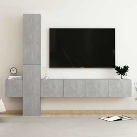 5 Piece TV Cabinet Set Concrete Gray Engineered Wood