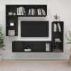 4 Piece TV Cabinet Set Black Engineered Wood