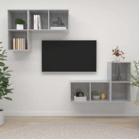 Wall-mounted TV Cabinets 4 pcs Concrete Gray Engineered Wood