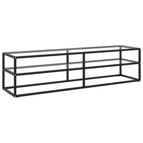 TV Stand Black with Tempered Glass 63"x15.7"x15.7"