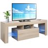 CRAZY ELF Modern TV Cabinet, Media Console Table, Entertainment Center Stand with LED Lights and Storage Cabinet, Up to 60" TV (51.2" Lx14.2 W√ó17.7"