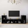 TV Cabinets 4 pcs Black 28.3"x13.8"x14.4" Engineered Wood