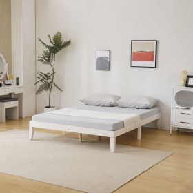 Basic bed frame washed white Queen 206*151*30.5cm wooden bed