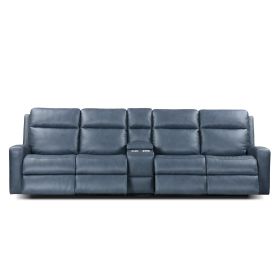 Caleb Triple Power 4 Seats Sofa With Console,Top Grain Leather,Lumbar Support,Adjustable Headrest,Storage Side Pocket,USB & Type C Charger Port,All Se