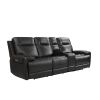 Trevor Triple Power Sofa With Console,Genuine Leather,Lumbar Support,Adjustable Headrest,USB & Type C Charge Port,Middle Armless Chair With Triple Pow