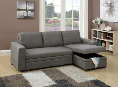 Convertible Sectional Sofa Ash Black Pull out Bed Couch Storage Chaise Reversible Sectionals Living Room Furniture Lounge