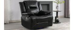 Home Theater Recliner Set Manual Recliner Chair with a LED Light Strip Two Built-in Cup Holders for Living Room,Bedroom, Black ,