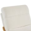 100*65*101cm High Back Belt Waist Pillow Log Color Solid Wood Armrest Backrest Seat Frame Iron Frame Indoor Rocking Chair/armchair dual use Off-White