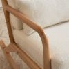 100*65*101cm High Back Belt Waist Pillow Log Color Solid Wood Armrest Backrest Seat Frame Iron Frame Indoor Rocking Chair/armchair dual use Off-White