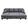 Upholstery Sleeper Sectional Sofa with Double Storage Spaces;  2 Tossing Cushions