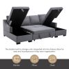 Upholstery Sleeper Sectional Sofa with Double Storage Spaces;  2 Tossing Cushions