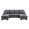 Upholstery Sleeper Sectional Sofa with Double Storage Spaces;  2 Tossing Cushions