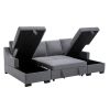 Upholstery Sleeper Sectional Sofa with Double Storage Spaces;  2 Tossing Cushions