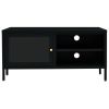 TV Stand Black 35.4"x11.8"x17.3" Steel and Glass