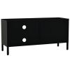 TV Stand Black 35.4"x11.8"x17.3" Steel and Glass