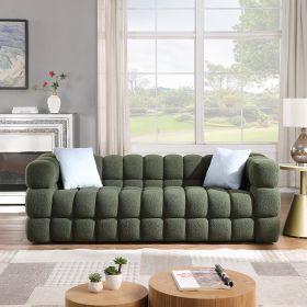 84.3 length ,35.83" deepth ,human body structure for USA people, marshmallow sofa,boucle sofa ,3 seater, OLIVE GREEN BOUCLE