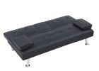 Black Leather Multifunctional Double Folding Sofa Bed for Office with Coffee Table