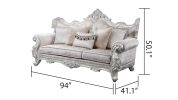 Melrose 3Pc Traditional Living room set in champagne with silver brush