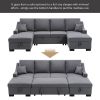 Upholstery Sleeper Sectional Sofa with Double Storage Spaces;  2 Tossing Cushions