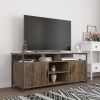 TV Stand ; Modern Wood Universal Media Console with Metal Legs; Home Living Room Furniture Entertainment Center; espresso