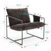 2 Sets 1 Case, Upholstered hanging armchair with arm pocket metal frame, crushed foam cushions and skin-friendly braid for living room and bedroom. Da