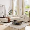 U_STYLE 5 Pieces L shaped Sofa with Removable Ottomans and comfortable waist pillows