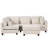 U_STYLE 5 Pieces L shaped Sofa with Removable Ottomans and comfortable waist pillows