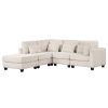 U_STYLE 5 Pieces L shaped Sofa with Removable Ottomans and comfortable waist pillows