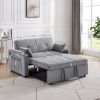 Sofa Bed, 3 in 1 Convertible Sofa Chair Bed, Adjustable Backrest Chair, Chaise Lounge with USB Ports, Cup Holder, Side Pocket,GRAY