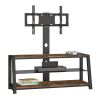 Wooden Storage Tv Stand Black Tempered Glass Height Adjustable Universal Swivel Entertainment Center With Mount TV Stand