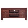 TV Cabinet Classical Brown 39.4"x11.8"x17.7" Solid Mahogany Wood