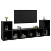 TV Cabinets 4 pcs Black 28.3"x13.8"x14.4" Engineered Wood