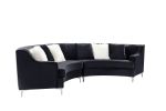 Black Velvet Curved Sofa