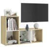 TV Cabinets 2 pcs White and Sonoma Oak 28.3"x13.8"x14.4" Engineered Wood