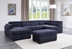 ACME Nekoda Storage Sleeper Sectional Sofa and Ottoman, Navy Blue Fabric 55520