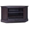 Corner TV Cabinet Light Black Coffee Solid Mahogany Wood