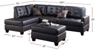 Contemporary Sectional Sofa Espresso Faux Leather Cushion Tufted Reversible 3pc Sectional Sofa L/R Chaise Ottoman Living Room Furniture