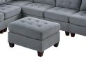 Contemporary Modular Sectional 7pc Set Living Room Furniture Corner L-Sectional Gray Linen Like Fabric Tufted Nail heads 2x Corner Wedge 3x Armless Ch